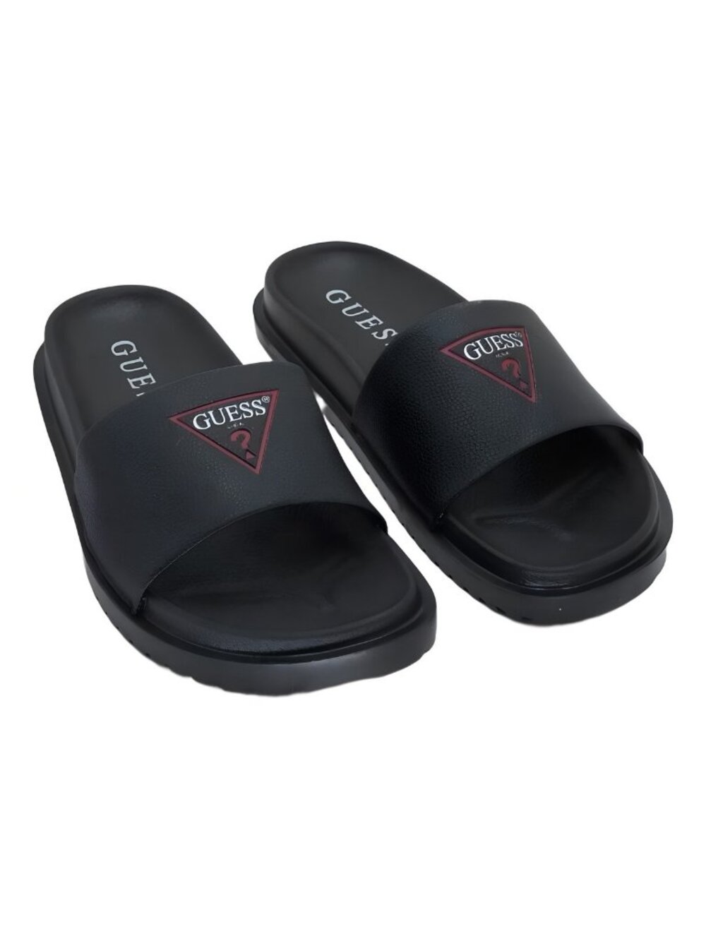 Guess Men’s Vumble Triangle Emblem Fashion Slide Sandal Black Size 11M